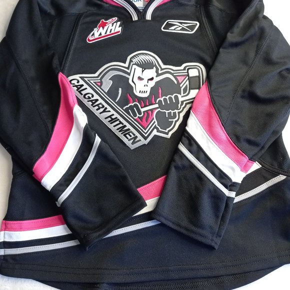 Reebok Calgary Hitmen Minor Hockey WHL Pink Jersey (Youth Small) - Picture 6 of 8